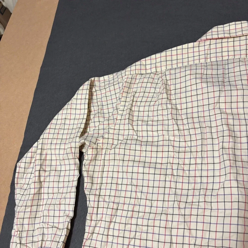 Polo Ralph Lauren Button Down Shirt Mens M Cream Check Regent Cotton Work